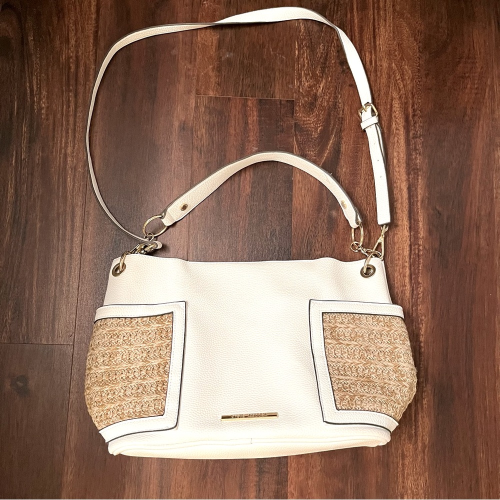 🆕 Steve Madden // white & tan handbag - NWOT!